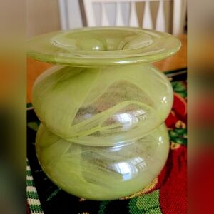 Anthropologie Green Bollo Swirl Vase